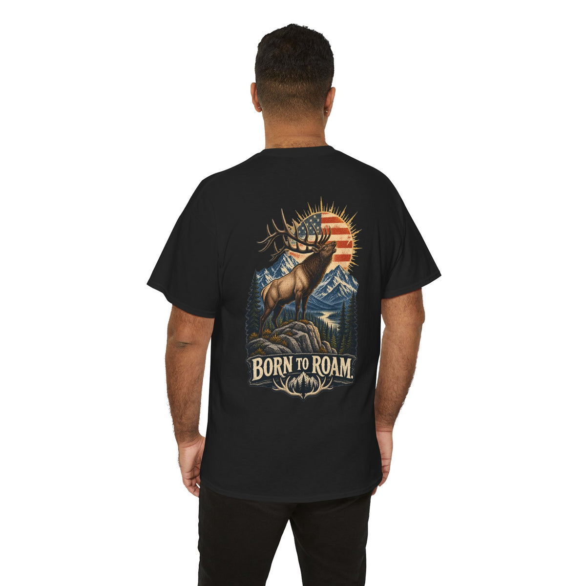 Born to Roam Elk T‑Shirt — Outdoorsman Graphic Tee